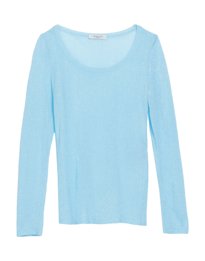 Shop Charlott Woman Sweater Azure Size L Cellulose Diacetate, Metallic Polyester, Nylon In Blue