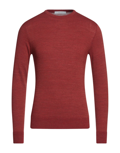 Shop Vneck Man Sweater Brick Red Size 42 Wool, Viscose, Acrylic