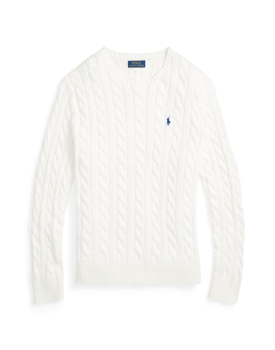 Shop Polo Ralph Lauren Cable-knit Cotton Sweater Man Sweater White Size Xxl Cotton