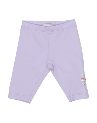 Shop Monnalisa Newborn Girl Leggings Lilac Size 3 Cotton, Elastane In Purple