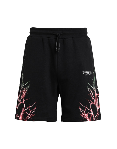 Shop Phobia Archive Black Shorts With Red And Green Lightning Man Shorts & Bermuda Shorts Black Size L Co