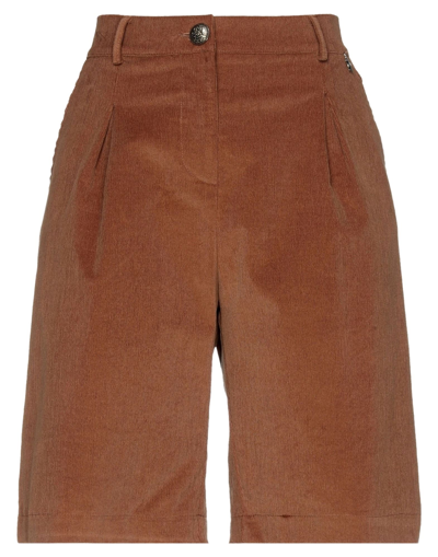 Shop Souvenir Woman Shorts & Bermuda Shorts Brown Size Xs Cotton, Elastic Fibres