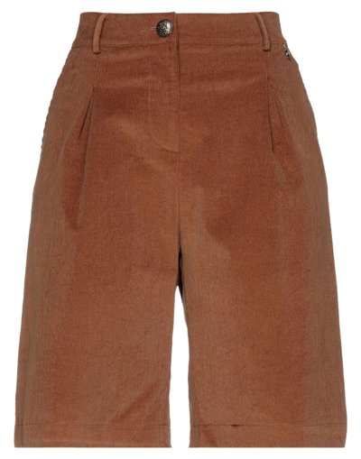 Souvenir Woman Shorts & Bermuda Shorts Brown Size Xs Cotton, Elastic Fibres In Brown