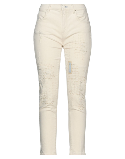 Shop Jacob Cohёn Woman Jeans Ivory Size 24 Cotton, Linen, Elastane In White