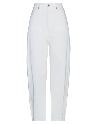 Shop European Culture Avantgar Denim By  Woman Pants White Size 30 Cotton, Polyester, Elastane