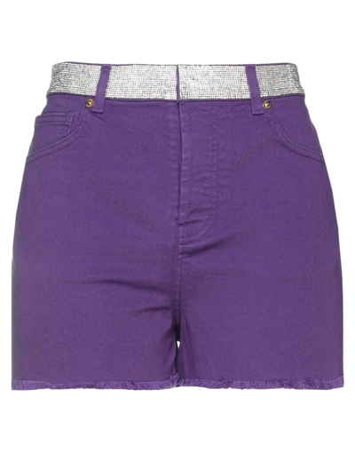 Shop Alexandre Vauthier Woman Denim Shorts Purple Size 29 Cotton, Elastane