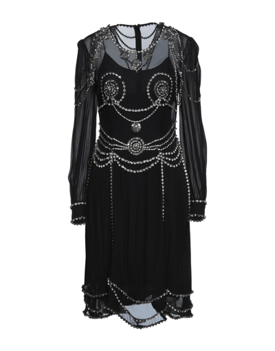 Shop Moschino Woman Midi Dress Black Size 8 Viscose, Glass, Acrylic