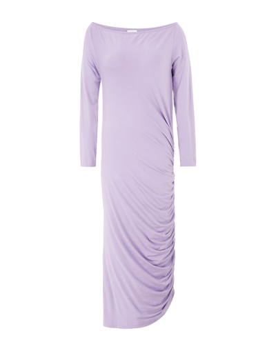Shop 8 By Yoox Cotton Jersey Bardot-neck Midi Dress Woman Midi Dress Light Purple Size S Viscose, Elastan