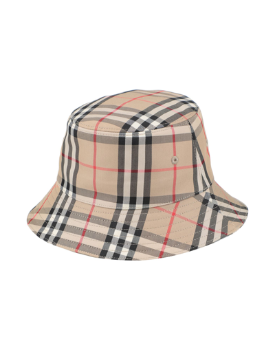 Burberry Gabriel Cotton Hat With Vintage Check Print In Beige