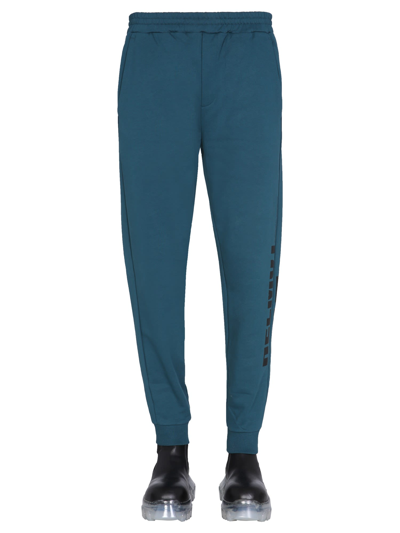 Shop Helmut Lang Jogging Pants With Logo Print In Blu