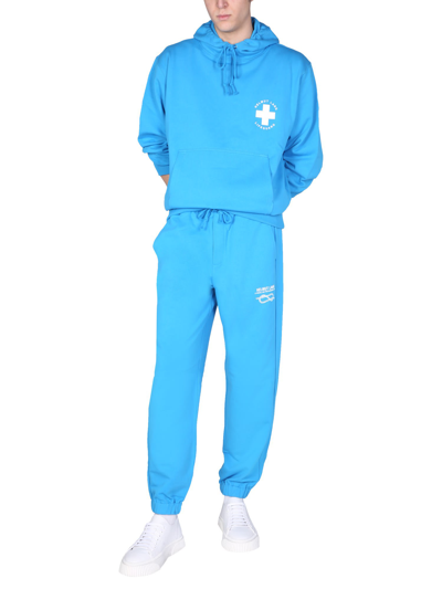 Shop Helmut Lang Knot Jogging Pants In Azzurro