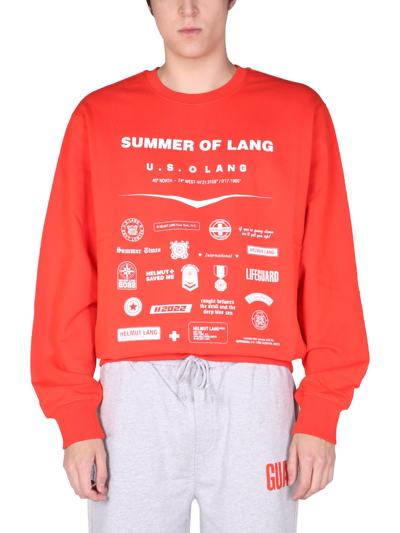 Shop Helmut Lang Badge Sweatshirt In Rosso