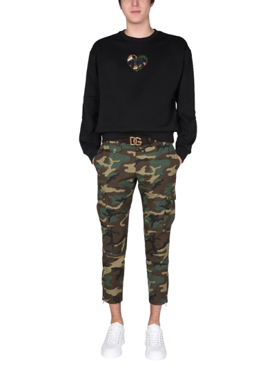 Shop Dolce & Gabbana Cargo Pants With Camouflage Pattern In Multicolor
