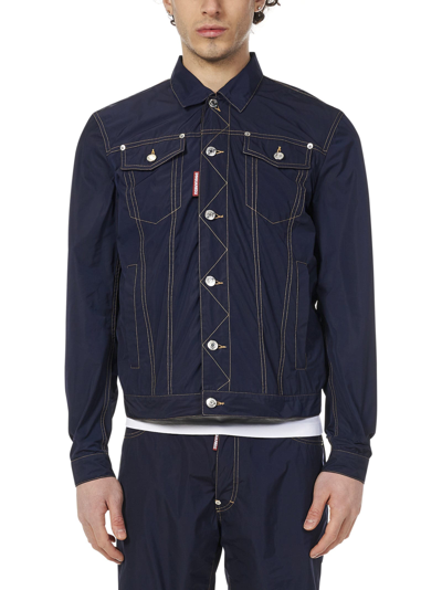 Shop Dsquared2 Taffeta Dan Jacket In Blue