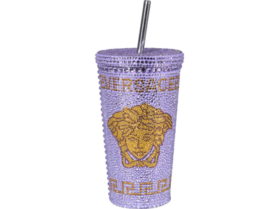 Shop Versace Medusa Stud Travel Mug In Lilac