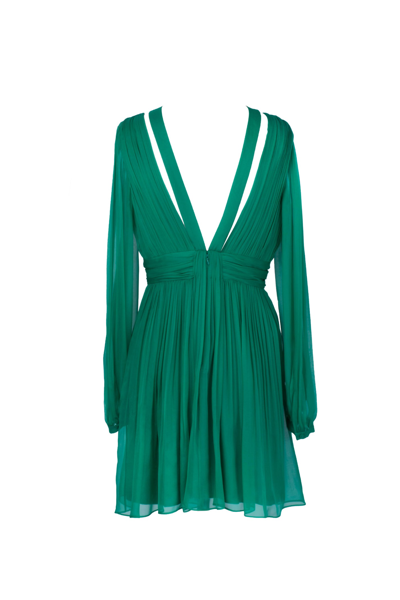 Shop Alberta Ferretti Silk Dress In Verde
