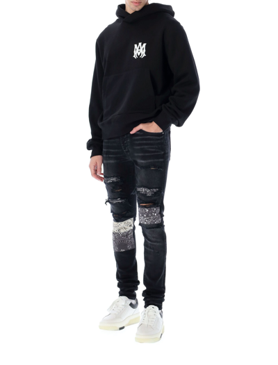 Shop Amiri Vintage Bandana Artpatch Jeans In Aged Black