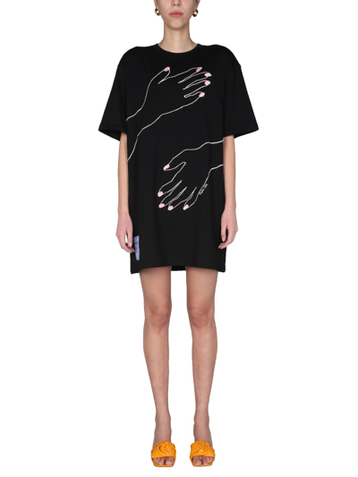 Shop Mcq By Alexander Mcqueen Hands T-shirt Dress In Nero