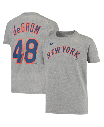 Shop Nike Big Boys Jacob Degrom Heathered Gray New York Mets Player Name And Number T-shirt
