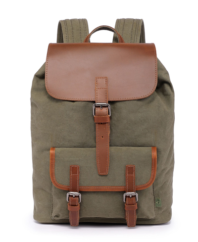 Shop Tsd Brand Bigleaf Canvas Backpack In Olive