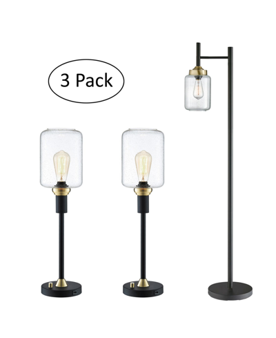 Shop Lite Source Luken Lamp Set, 3 Piece In Black/gold-tone