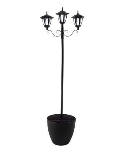 Shop Glitzhome Solar Three Head Street Light With Planter Pot In Black