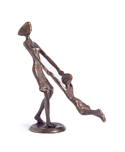 Danya B . Mother Playing And Swinging Child Cast Bronze Sculpture Figurine In Dark Brown