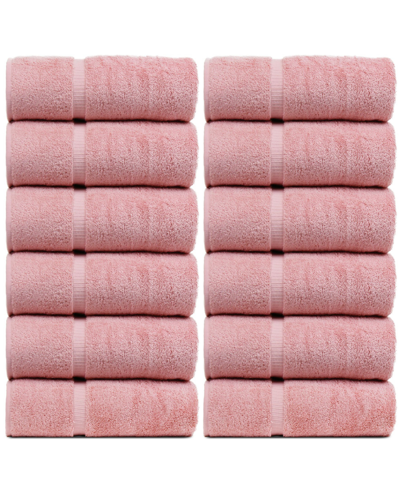 Shop Bc Bare Cotton Luxury Hotel Spa Towel Turkish Cotton Wash Cloths, Set Of 12 In Pink
