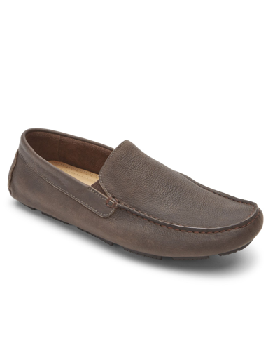 Rockport Rhyder Venetian Mens Leather Cushioned Footbed Loafers In Java