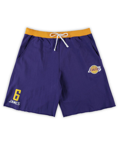 Shop Profile Men's Lebron James Purple Los Angeles Lakers Big And Tall French Terry Name & Number Shorts