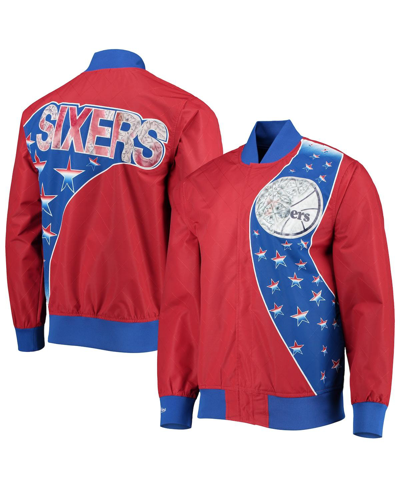 Mitchell & Ness Philadelphia 76ers Red  Hardwood Classics 75th Anniversary Authentic Warmup Full-snap In Red