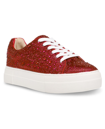 Shop Betsey Johnson Women's Sidny Platform Sneakers In Red