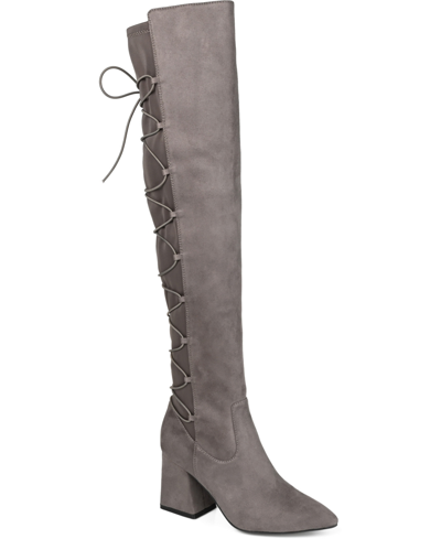 Shop Journee Collection Women's Valorie Extra Wide Calf Boots In Gray