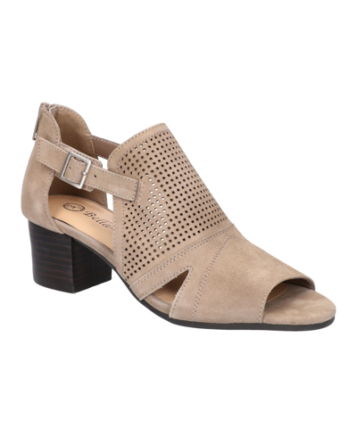 Shop Bella Vita Women's Illiana Block Heeled Sandals In Almond Suede Leather