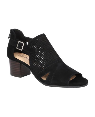 Shop Bella Vita Women's Illiana Block Heeled Sandals In Black Suede Leather