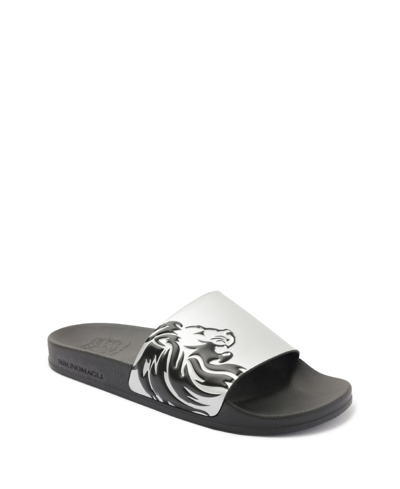 Shop Bruno Magli Men's Messe Slide Sandals In Silver-tone