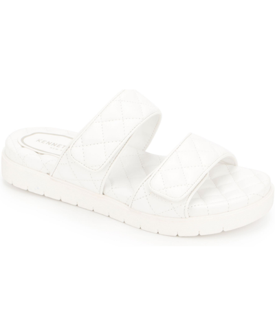 Shop Kenneth Cole New York Women's Reeves Quilted Two Band Flat Sandals Women's Shoes In White