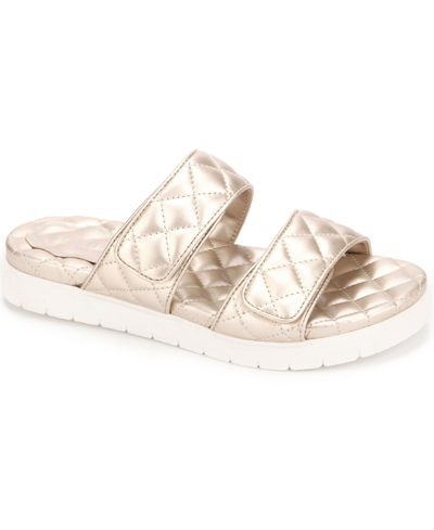Shop Kenneth Cole New York Women's Reeves Quilted Two Band Flat Sandals In Gold