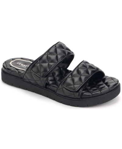 Shop Kenneth Cole New York Women's Reeves Quilted Two Band Flat Sandals In Black