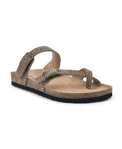 Shop White Mountain Women's Gracie Leather Footbed Sandal Women's Shoes In Tan/e-print/leather