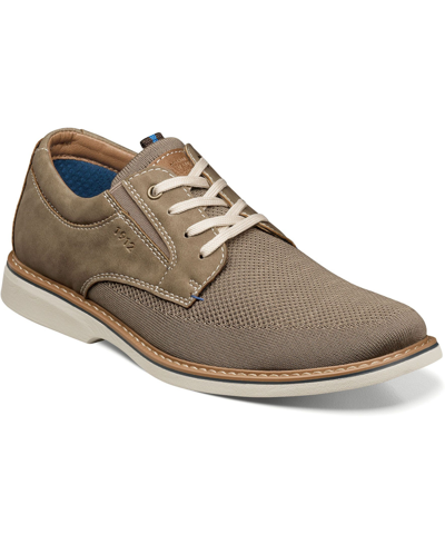 Shop Nunn Bush Men's Otto Knit Plain Toe Lace Up Oxford Shoes In Taupe Multi