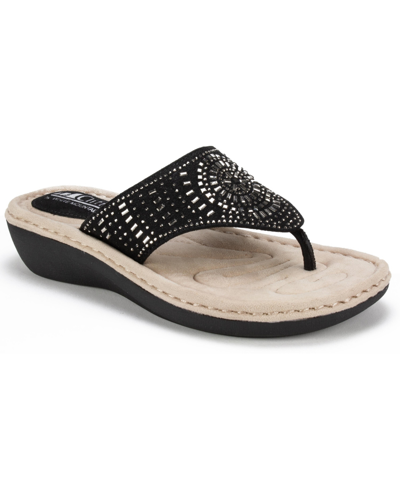 Shop Cliffs By White Mountain Cienna Comfort Thong Sandals In Black Fabric