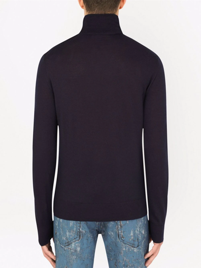 Shop Dolce & Gabbana Roll-neck Cashmere Jumper In Blue