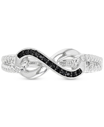 Shop Macy's Black Spinel Infinity Ring (1/10 Ct. T.w.) In Sterling Silver & Black Rhodium-plate
