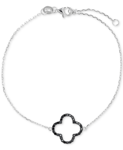 Macy's Black Spinel Clover Chain Bracelet (1/3 Ct. T.w.) In Sterling Silver In Black Spinel