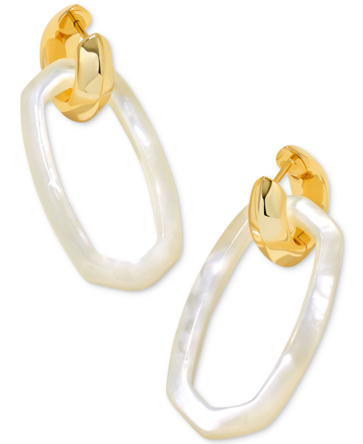 Shop Kendra Scott Carved Gemstone Link Earrings In Ivory Mother Of Pearl