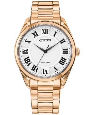Shop Citizen Eco-drive Women's Arezzo Rose Gold-tone Stainless Steel Bracelet Watch 35mm