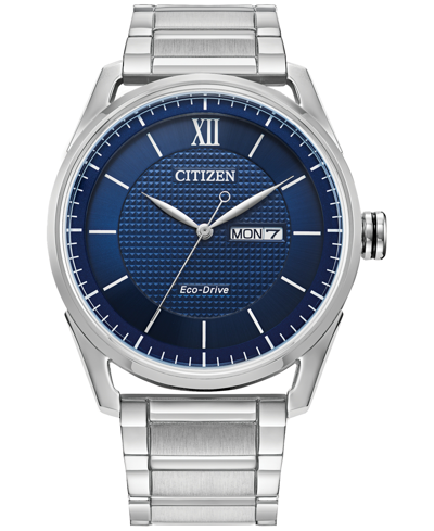 Shop Citizen Eco-drive Men's Classic Stainless Steel Bracelet Watch 42mm In Silver-tone
