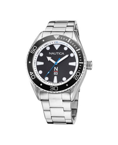 Shop Nautica N83 Men's Silver-tone Stainless Steel Bracelet Watch 44mm