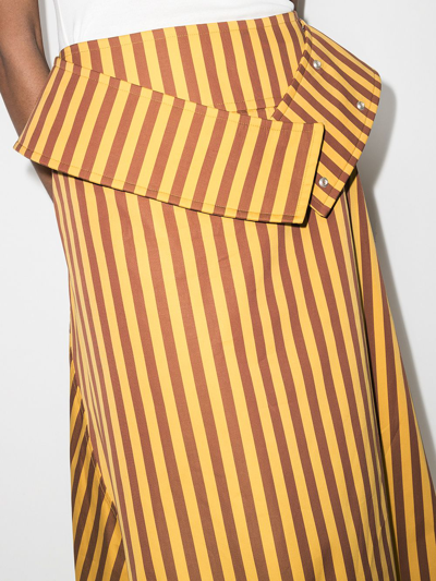 Shop Jil Sander Stripe Pattern A-line Skirt In Yellow